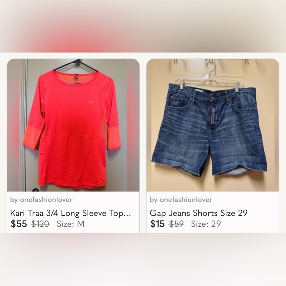 Bundle of Orange Top by Kari Traa and Gap Jeans Shorts